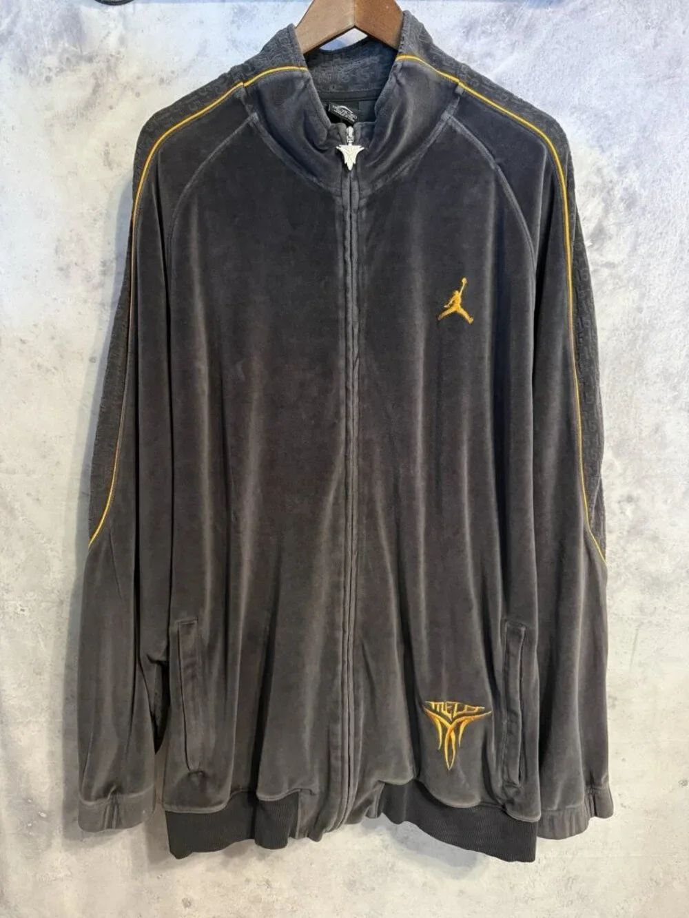 Nike Air Jordan Mens Melo Carmelo Anthony Gray Velour Full Zip Hoodie Jacket 2XL